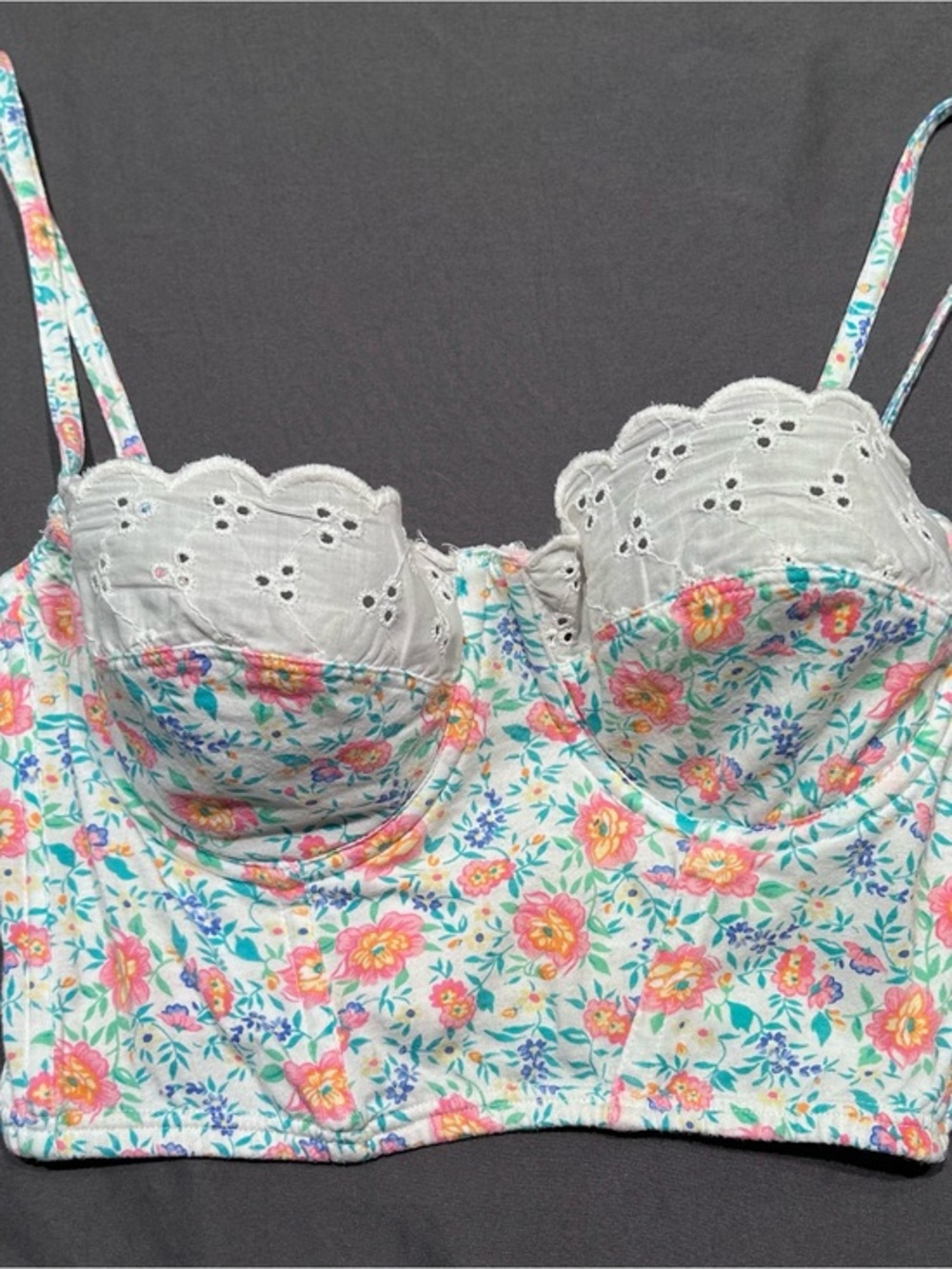 JCPenney Floral Eyelet Lace Bustier Corset Bra